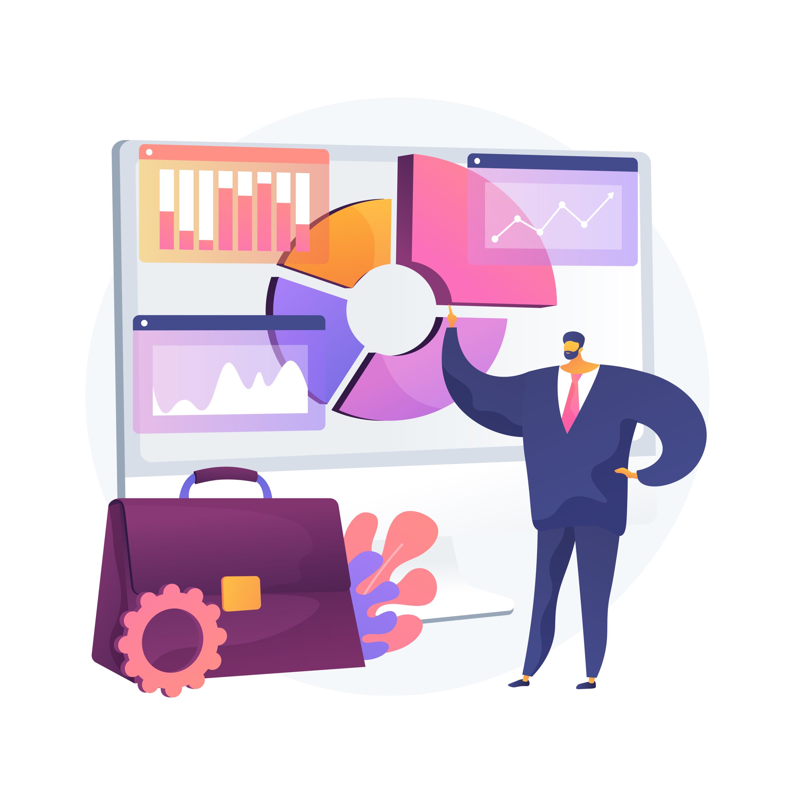 Business information system abstract concept vector illustration. IT infrastructure, business enterprise, transaction processing and automation, eCommerce development, data abstract metaphor.